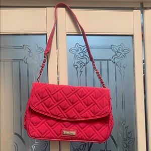 Vera Bradley Pink Shoulder Bag with Quilted Design and Long Strap